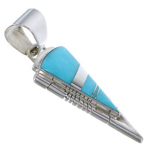 Genuine Sterling Silver And Turquoise Inlay Pendant EX28875