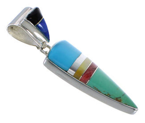 Genuine Sterling Silver Multicolor Inlay Pendant EX28914
