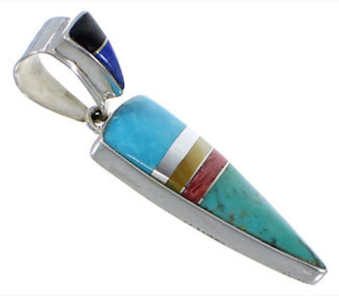 Multicolor Inlay Sterling Silver Jewelry Pendant EX28918