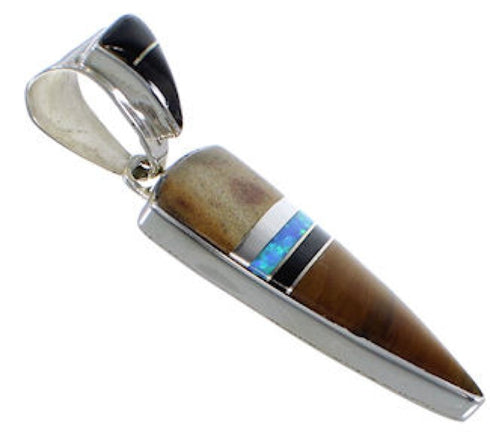 Southwestern Tiger Eye And Multicolor Silver Pendant EX28922