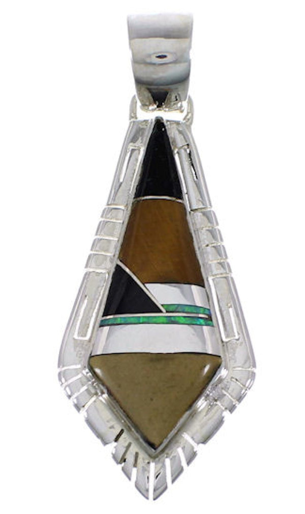 Southwest Tiger Eye Multicolor Inlay Pendant Jewelry EX28958