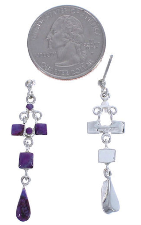 Magenta Turquoise And Sterling Silver Earrings EX31569