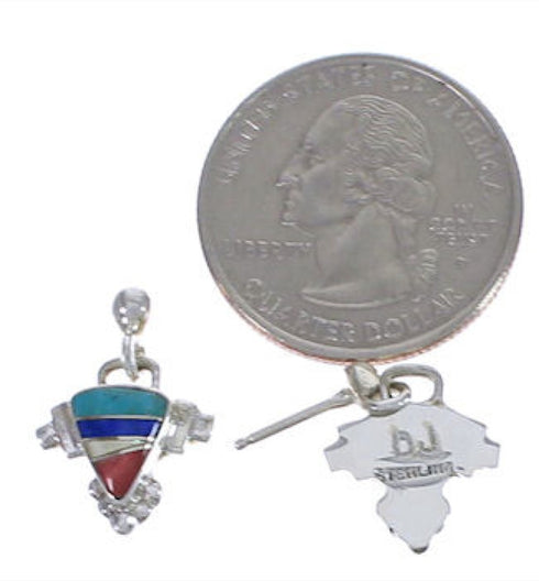 Multicolor Inlay Sterling Silver Southwest Earrings EX31585