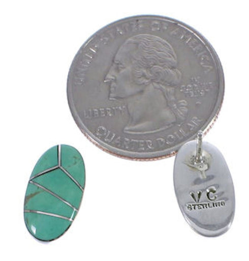 Turquoise Inlay Genuine Sterling Silver Post Earrings EX31602