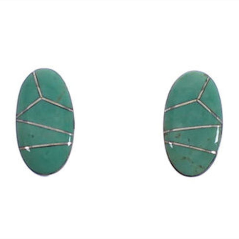 Genuine Sterling Silver Turquoise Inlay Post Earrings EX31603