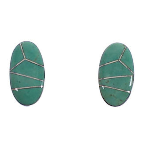 Genuine Sterling Silver Turquoise Inlay Post Earrings EX31603