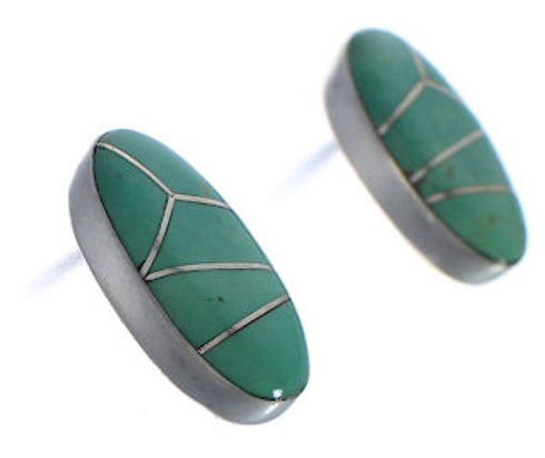 Genuine Sterling Silver Turquoise Inlay Post Earrings EX31603