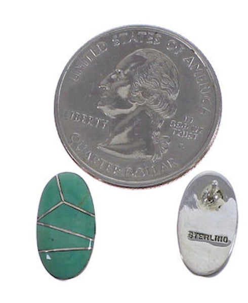 Genuine Sterling Silver Turquoise Inlay Post Earrings EX31603