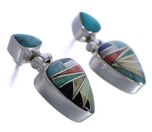 Multicolor Inlay And Sterling Silver Earrings EX31607