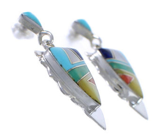 Sterling Silver And Multicolor Southwest Earrings EX31617