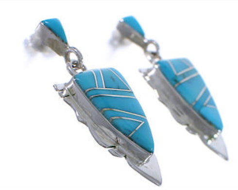 Turquoise Inlay Southwest Silver Earrings EX31620