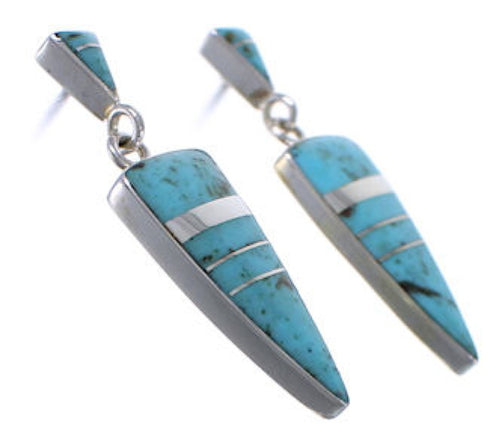 Sterling Silver And Turquoise Inlay Earrings EX31627