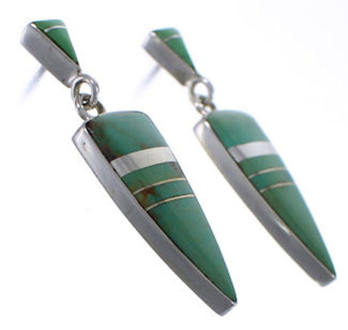 Sterling Silver And Turquoise Post Dangle Earrings EX31644