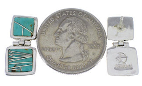 Sterling Silver Turquoise Post Dangle Earrings FX31005