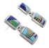 Silver Multicolor Inlay Post Dangle Earrings FX31007