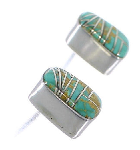 Sterling Silver Turquoise Inlay Post Earrings FX31017