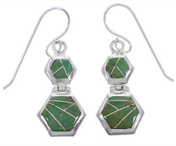 Turquoise Sterling Silver Hook Dangle Earrings FX31037