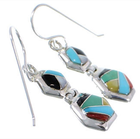 Multicolor Sterling Silver Hook Dangle Earrings FX31040
