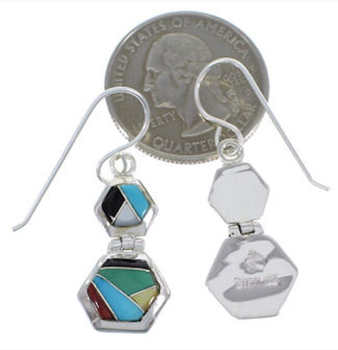 Multicolor Sterling Silver Hook Dangle Earrings FX31040