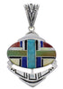 Multicolor Inlay Southwestern Sterling Silver Pendant PX29057