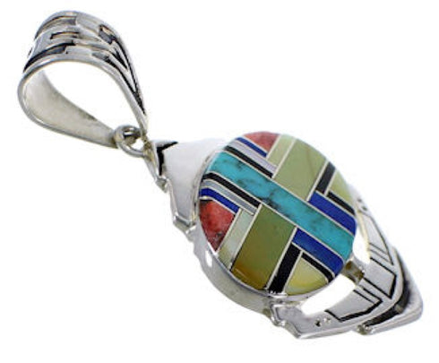 Multicolor Inlay And Genuine Sterling Silver Pendant Jewelry PX29063