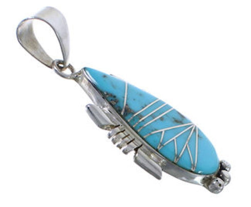 Silver And Turquoise Inlay Southwest Jewelry Pendant EX30503