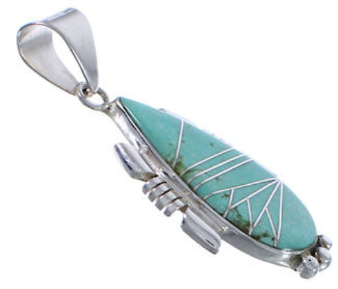 Southwest Sterling Silver And Turquoise Slide Pendant EX30510