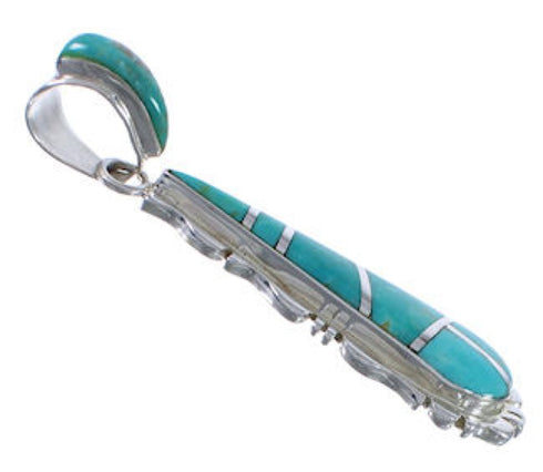 Turquoise Inlay Southwest Sterling Silver Pendant EX30514