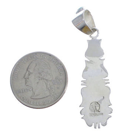 Turquoise Inlay Southwest Sterling Silver Pendant EX30514