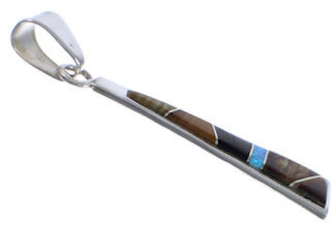 Tiger Eye And Multicolor Inlay Southwest Silver Pendant EX30526