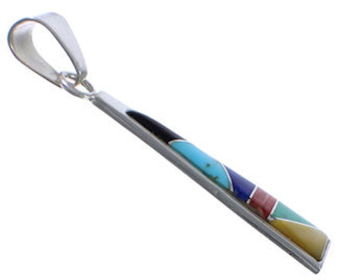 Multicolor Inlay Southwest Sterling Silver Pendant EX30527