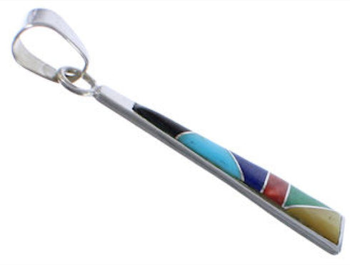 Southwest Sterling Silver Multicolor Inlay Pendant EX30529