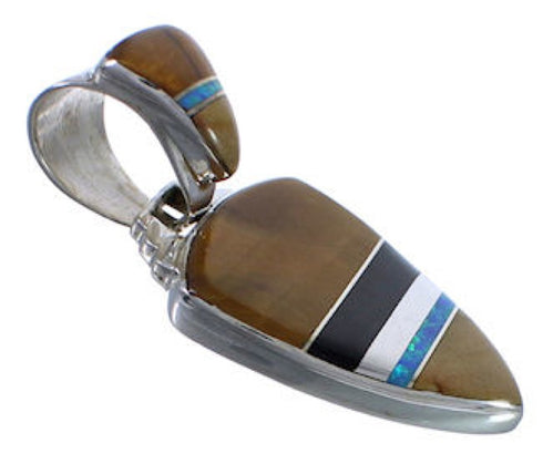 Multicolor Inlay And Sterling Silver Southwest Pendant EX30549