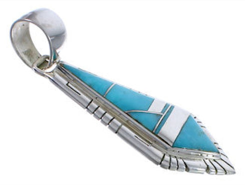 Turquoise Inlay Southwest Sterling Silver Pendant EX30563