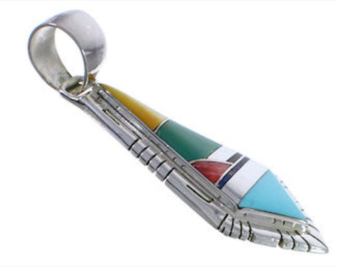 Multicolor Inlay Genuine Sterling Silver Pendant EX30582