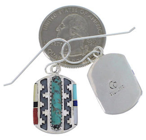 Southwest Multicolor Sterling Silver Hook Dangle Earrings EX28744