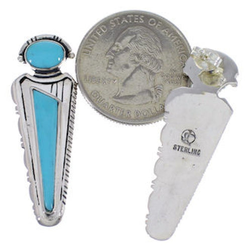 Southwest Turquoise Inlay Sterling Silver Post Earrings EX28747