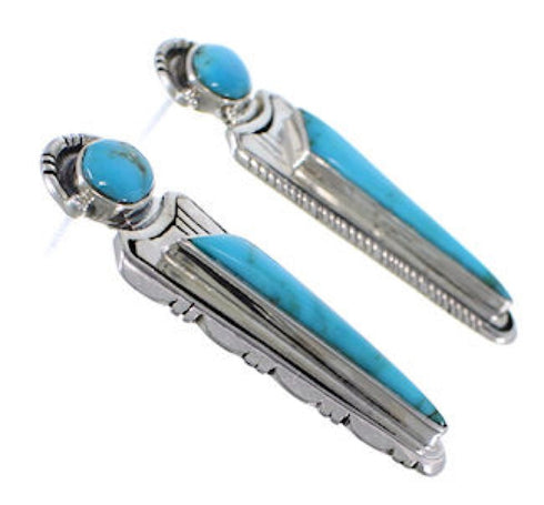 Turquoise And Genuine Sterling Silver Post Earrings Jewelry EX28748