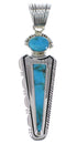 Genuine Sterling Silver Turquoise Southwest Jewelry Pendant EX28772