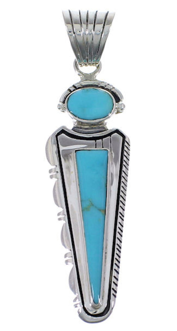 Sterling Silver Turquoise Inlay Southwest Pendant EX28775