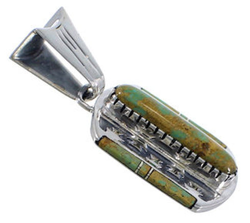 Turquoise Inlay Southwestern Silver Pendant EX28778