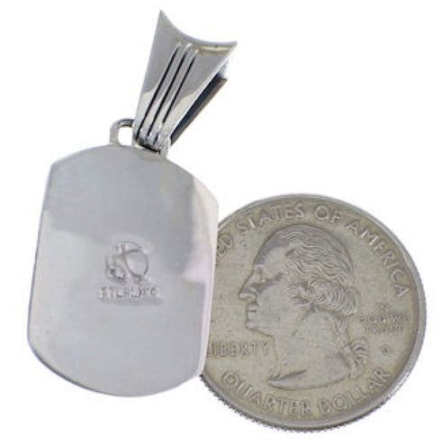 Turquoise Inlay Southwestern Silver Pendant EX28778