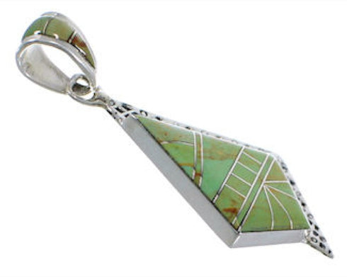 Turquoise Inlay Southwest Authentic Sterling Silver Pendant EX28812