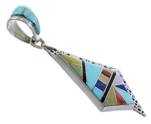 Multicolor And Genuine Sterling Silver Southwest Pendant EX28821