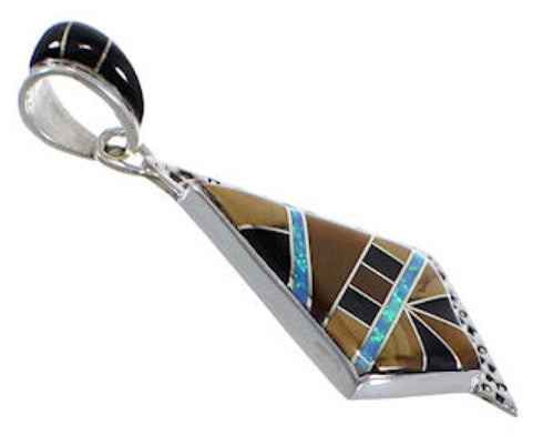 Tiger Eye And Multicolor Sterling Silver Southwest Pendant EX28822