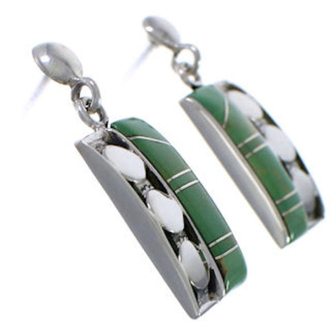 Sturdy Silver And Turquoise Jewelry Post Dangle Earrings PX30662