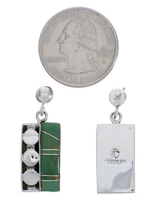 Sturdy Silver And Turquoise Jewelry Post Dangle Earrings PX30662