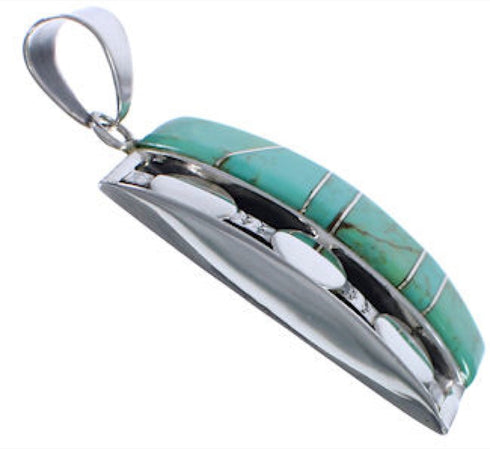 Silver Sturdy Jewelry Southwestern Turquoise Inlay Pendant PX30669