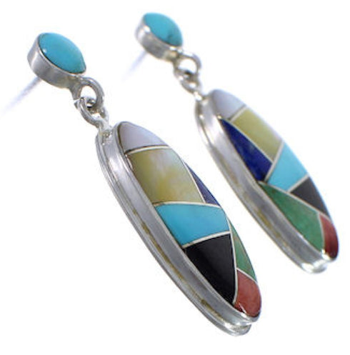 Sterling Silver Multicolor Southwestern Post Dangle Earrings PX30679