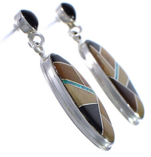 Sterling Silver And Multicolor Post Dangle Earrings Jewelry PX30681